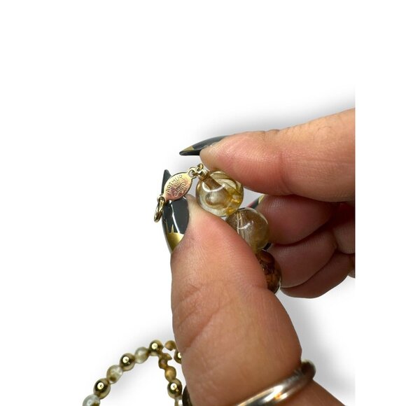 Arthur David Gold Marbled Lucite Beaded Necklace 30” Spring Ring Glow - Picture 5 of 6